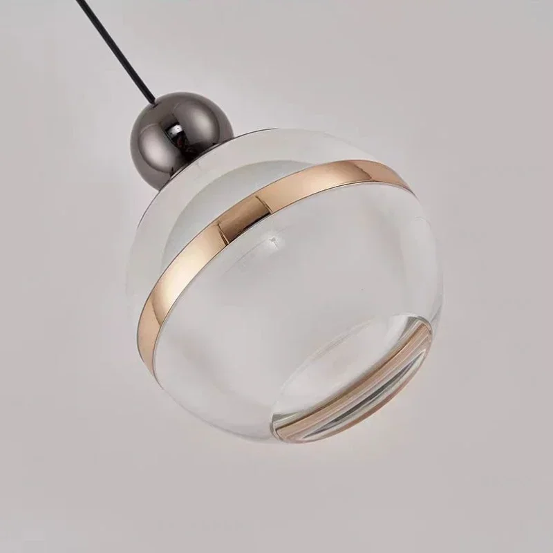 SANDYHA Modern Transparent Ball Glass Pendant Light Perfect for Home Decor Elegant Bedroom Dining Room Long Line Ceiling Fixture