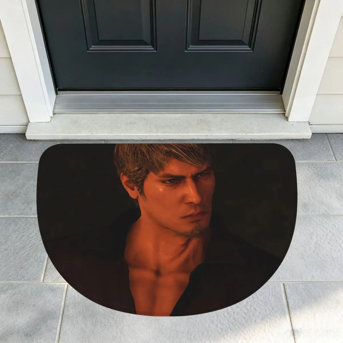 Kazuma Kiryu Soft Flannel Half Round Doormat Non Slip Bathroom Mat Absorbent Floor Carpet for Home Bedroom
