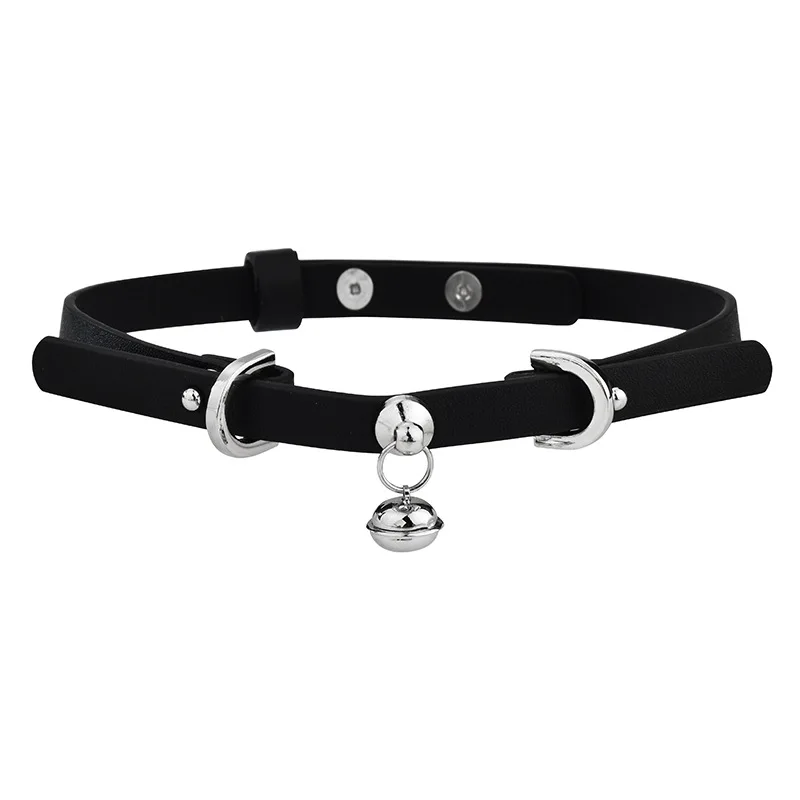 ファッショナブルなオーダーメイド鎖骨チェーンネックストラップ、リバースループダブルイヤークロック本革首輪、興味深いレザーベルト