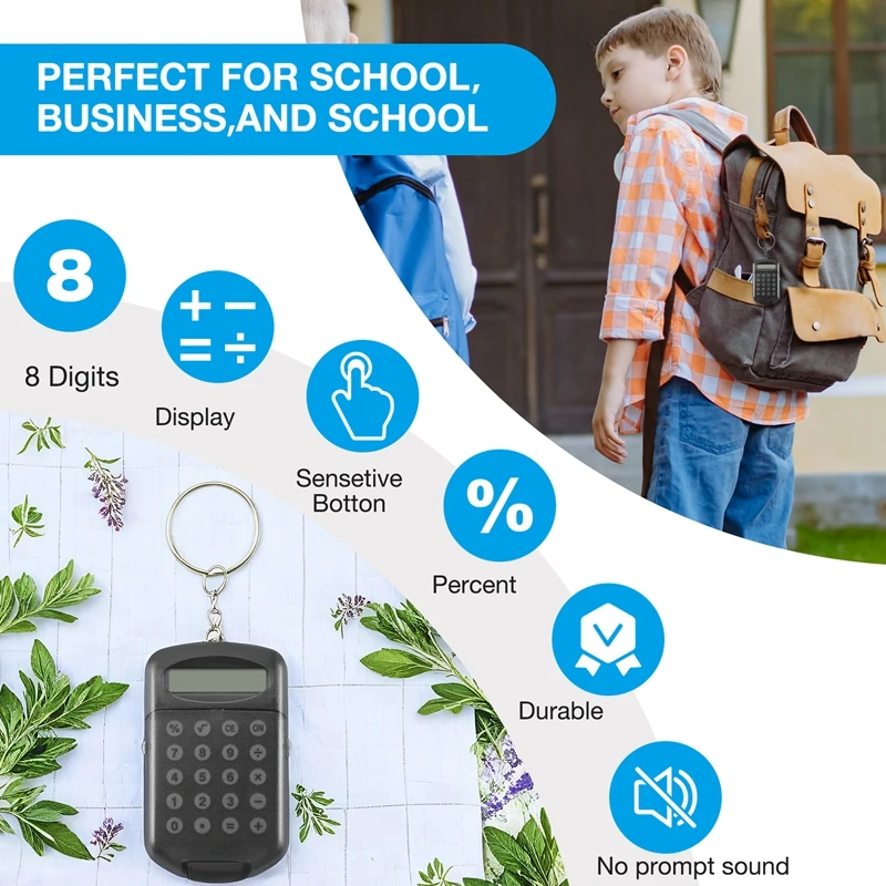 Брелок Серый пластиковый корпус 8-значный электронный мини-калькулятор с брелком