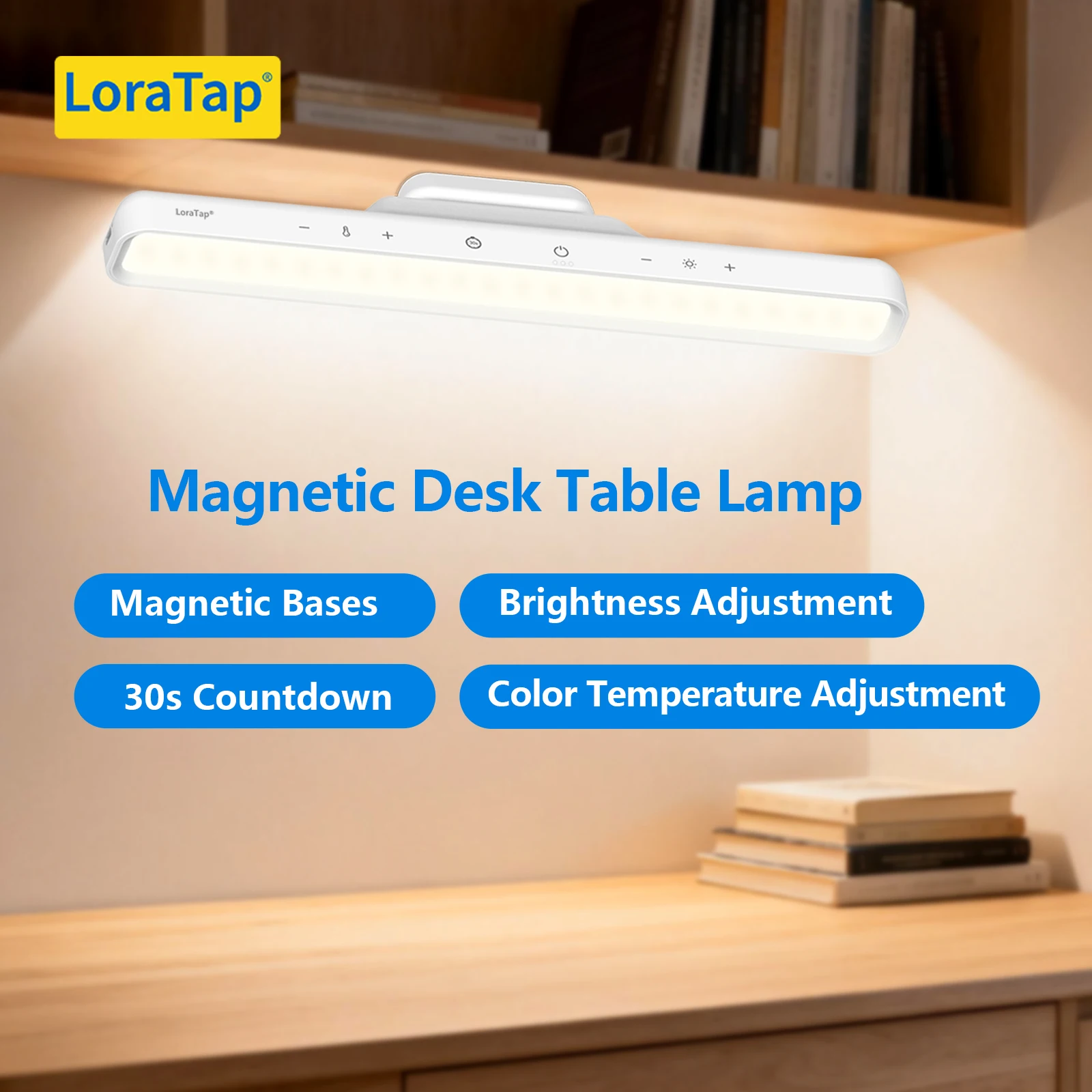 

Магнитная настольная лампа LoraTap, ночник для учебы, отдыха на природе, кемпинга, ночное освещение, обратный отсчет 30 секунд, несколько уровней яркости