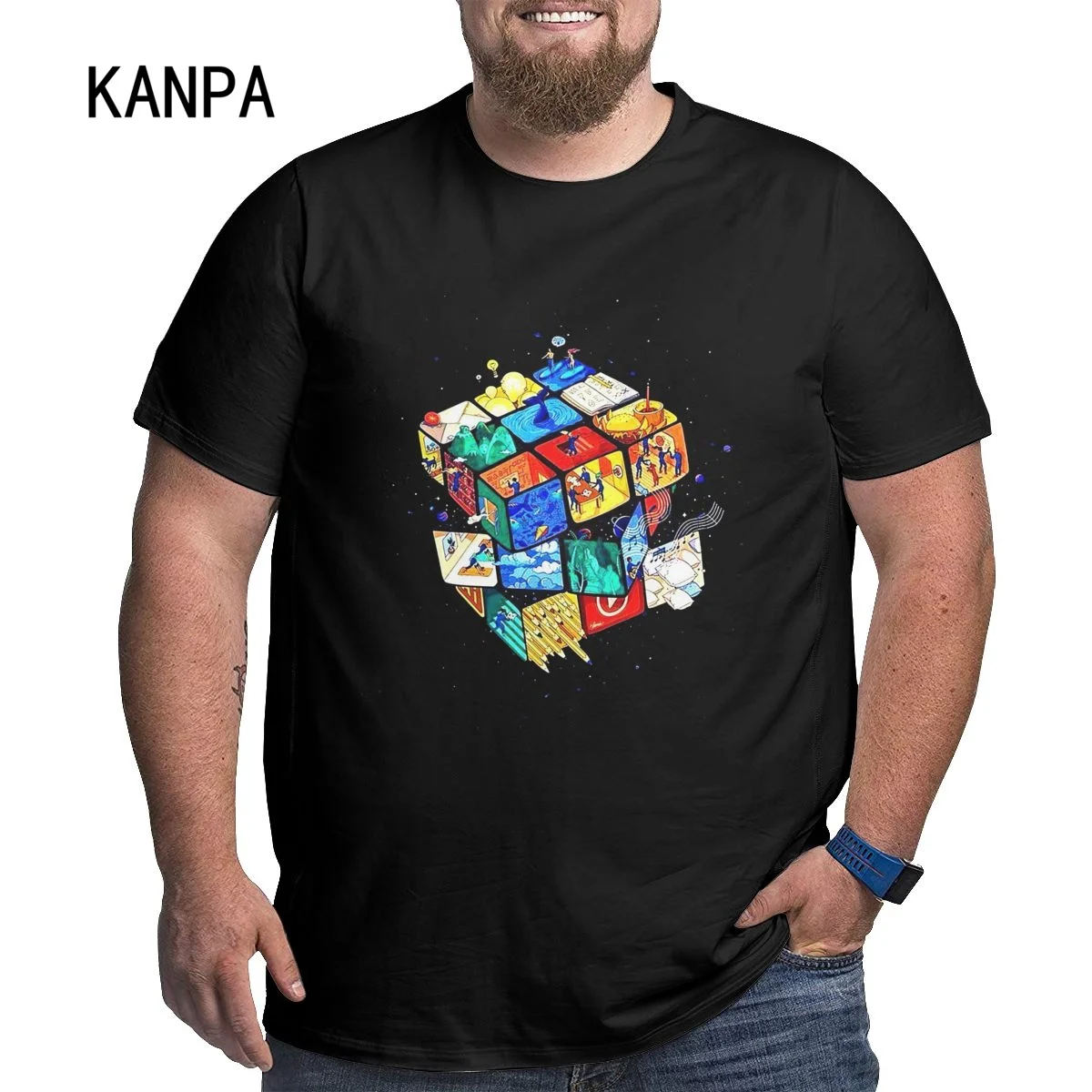 

Rubic Cubes Fans T Shirts Plus Size Top Tees for Big and Tall Men Graphic Novelty T-shirts Men's Cotton Tops Clothing 1XL-6XL