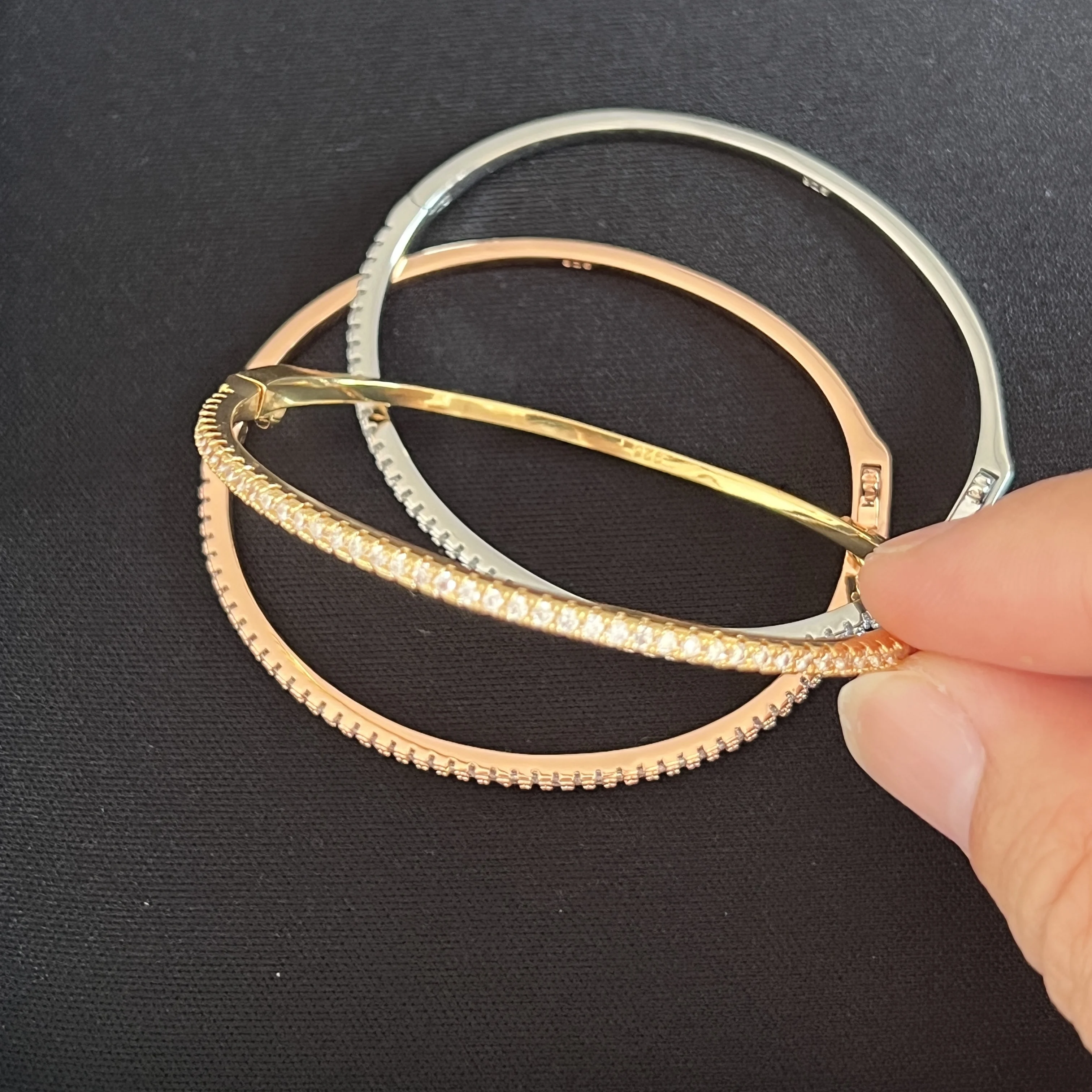 Pure 925 Sterling Silver Full Diamond Bracelet Classic Design Party Jewelry Friendship Bracelet Silver Bangle Rose Gold 17CM