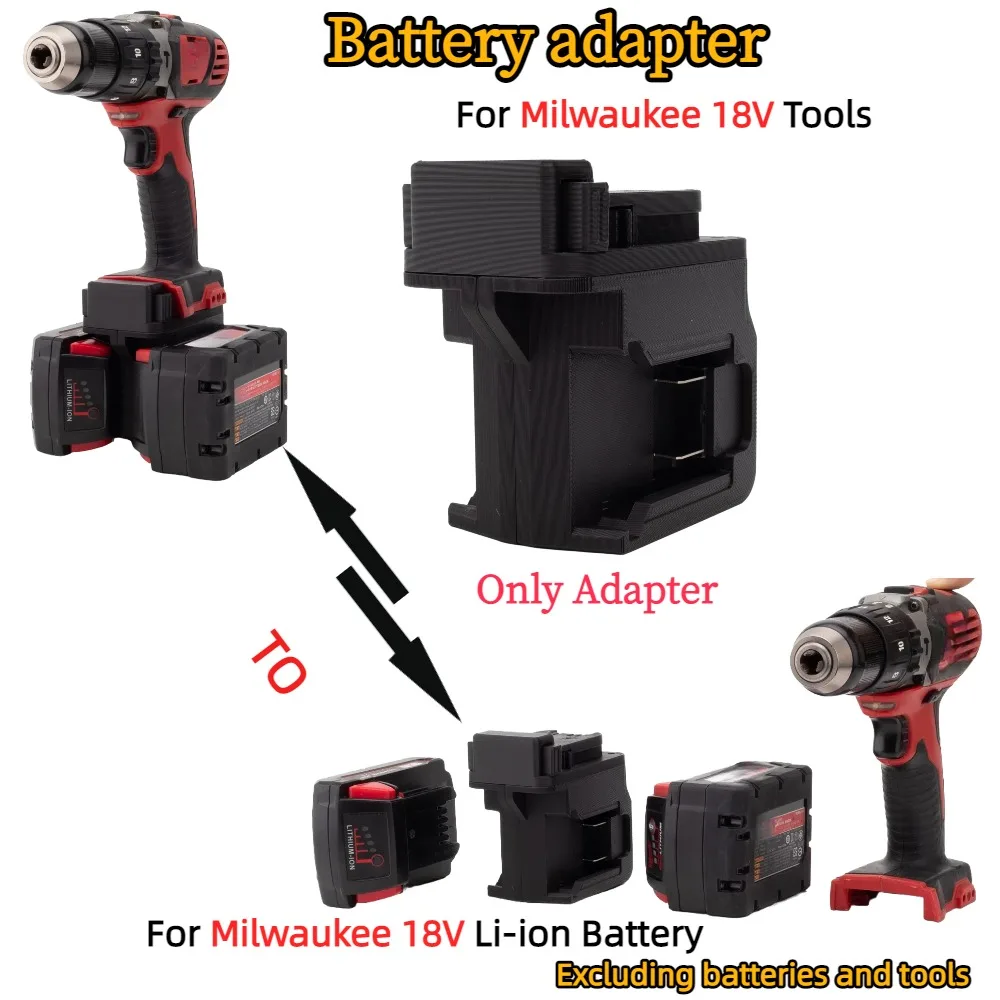 2-in-1 Adapter for Milwaukee 18V Li-ion Battery for Milwaukee 18V Power Tools Dual Battery Converter Increase Working Hours
