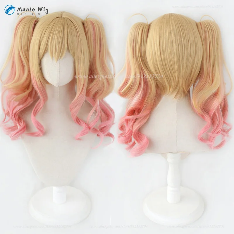 Anime Tenma Saki parrucca Cosplay lunga rosa dorato Cosplay parrucche Anime resistente al calore capelli sintetici donne gioco di ruolo parrucche + parrucca Cap