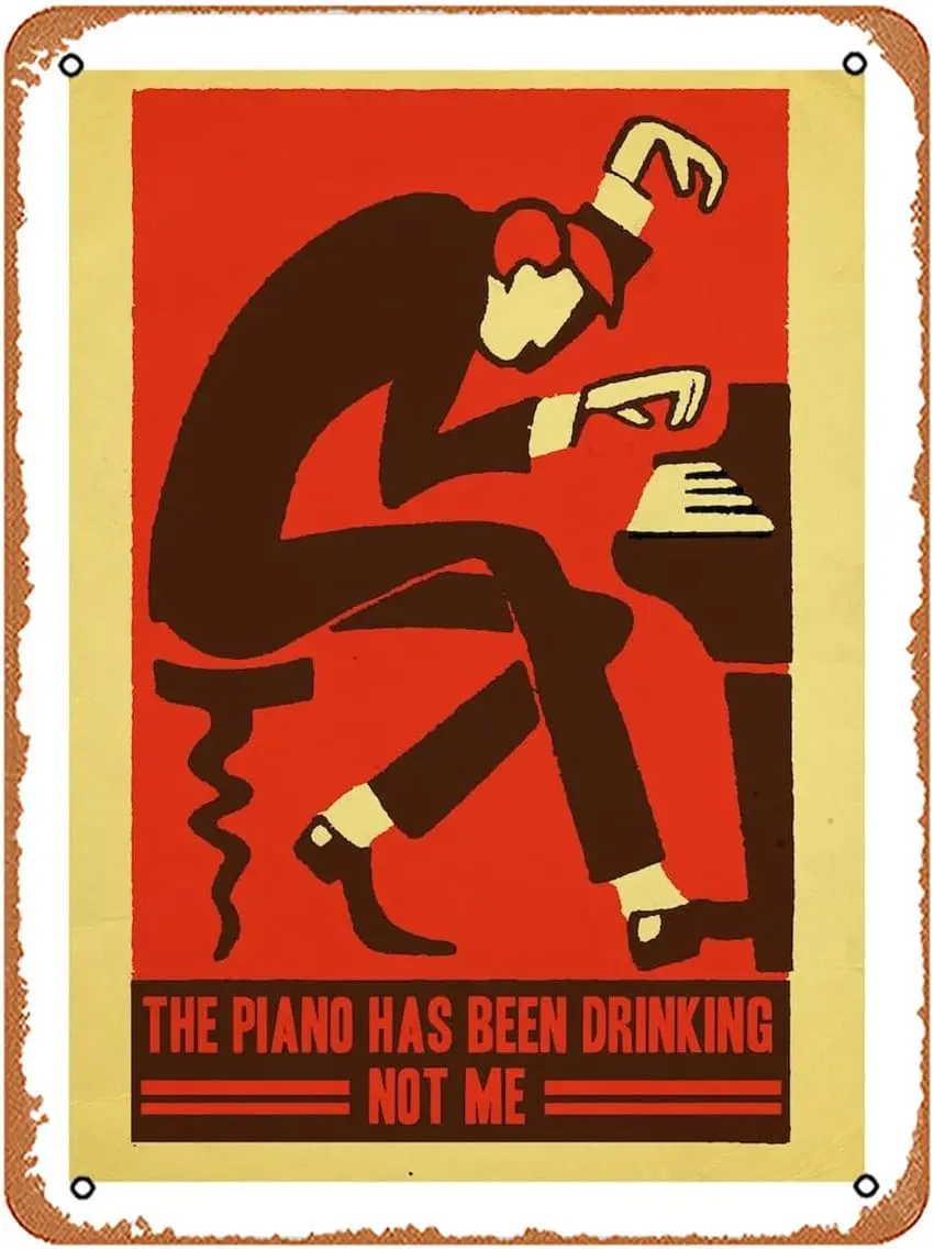 The Piano Has Been Drinking, Tom Waits Art Print - Vintage Poster 8x12 Inches Retro Vintage Metal Tin Sign for Home Bar Pub Gara