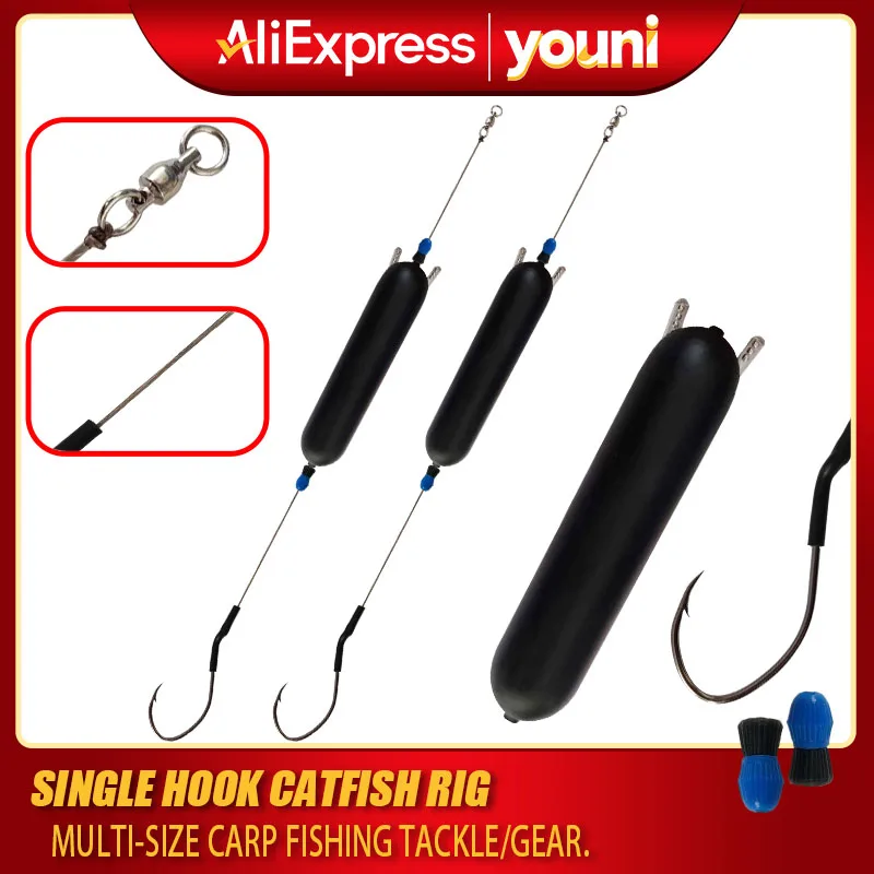 1/2SETS Catfish Fishing Rig - Wood Float & Pe Line Single H…