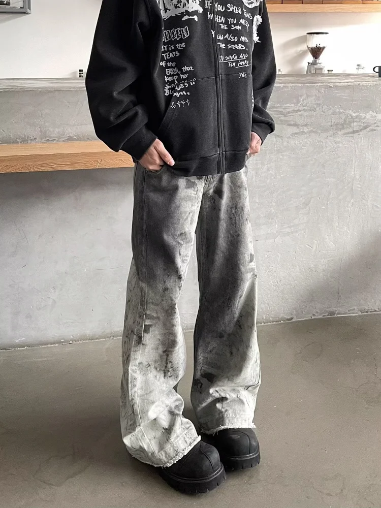 Trashy Y2K 2000S Schlangenmuster Schmutzige Waschung Baggy Jeans Hosen für Männer Kleidung Gothic Vintage Lange Hosen Pantalones Hombre – Detail 10