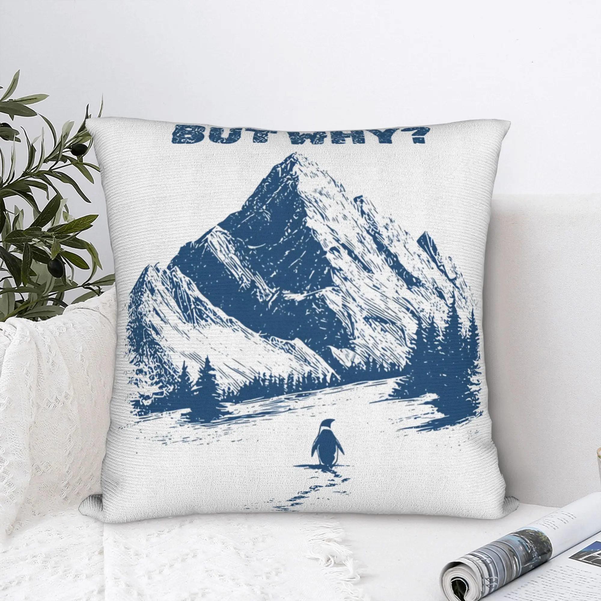 But Why Penguin Funny Pillow Case  Comfy Pillow Cover Fashion Pillowcases For Couch Sofa Bedroom