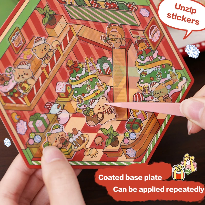 1Set Cartoon 3D Stickers Cute Scene Beautification Decoration Stickers DIY Scene Stacking Stickers Children Stress Relief Gift