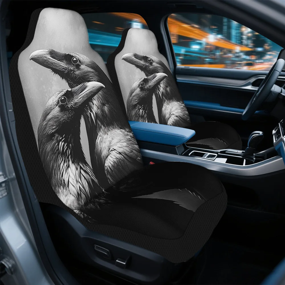 Set Of 2 Halloween-Themed Raven Car Seat Covers – Complete Set Of Protectors For Front Seats, Designed To Fit Universally, Made