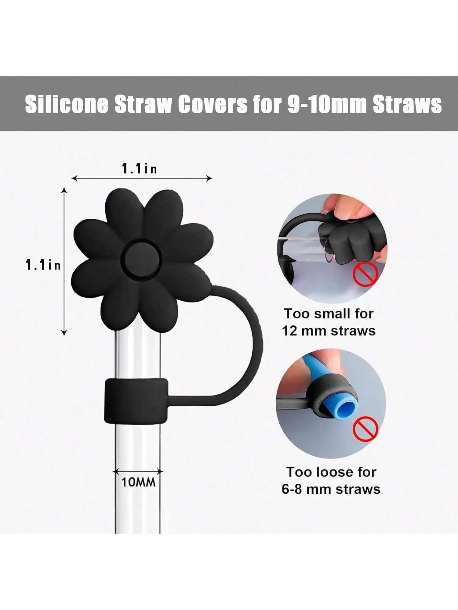 1 pcs 10mm Straw Cover Cap for Stanley Cup,Silicone Topper Compatible with 30&40 Oz Tumbler with Handle,Dust-Proof Reusable