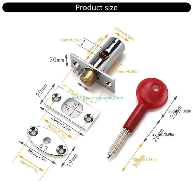 E74E 2Pcs Mortice Door Bolts with Star Concealed Mortise Door Lock Pipe Tube Well Invisible Lock for Fireproof Door view 6