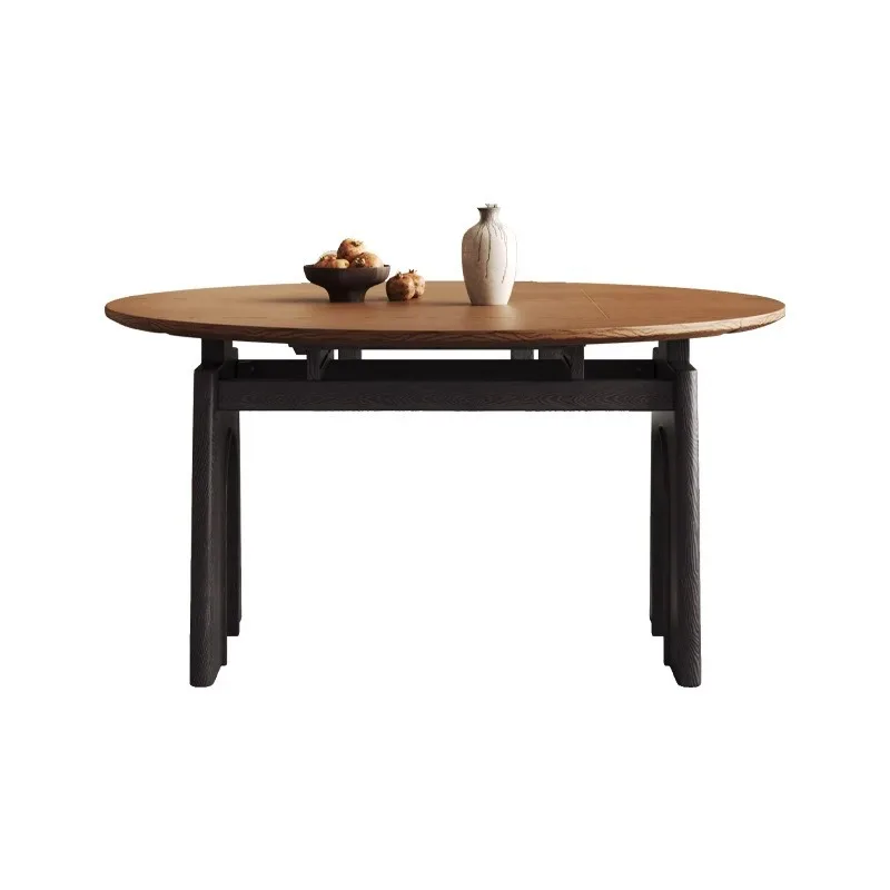 Picture 6: French medieval style solid wood dining table and chair combination for small home living room variable round table