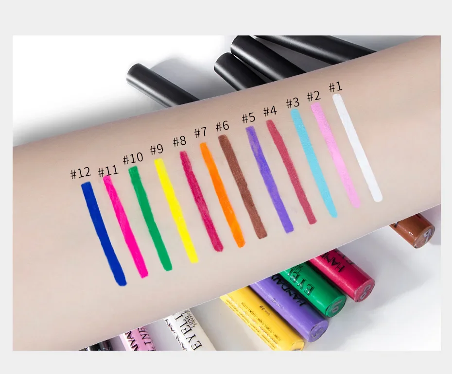 Colorful Eyeliner Pen Eyes Makeup White Pink Waterproof Liquid Color Eye Liner Pencil Matte Purple Pen Make Up Cosmetics