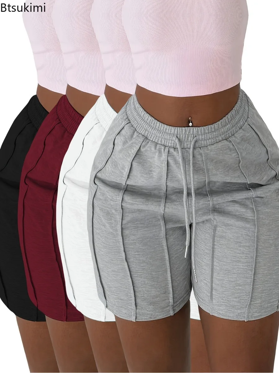 

Женская одежда: Стильные шорты с эластичным поясом для женщин, летние спортивные шорты с эластичным поясом для повседневных тренировок