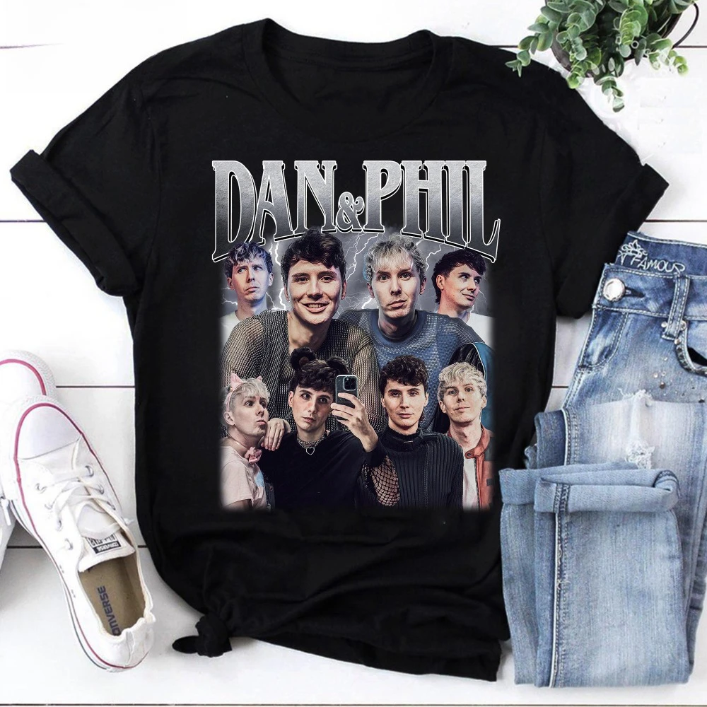 Dan y Phil Bootleg Camiseta retro Camiseta de concierto unisex, camisetas gráficas unisex de capa base de algodón puro para todas las estaciones