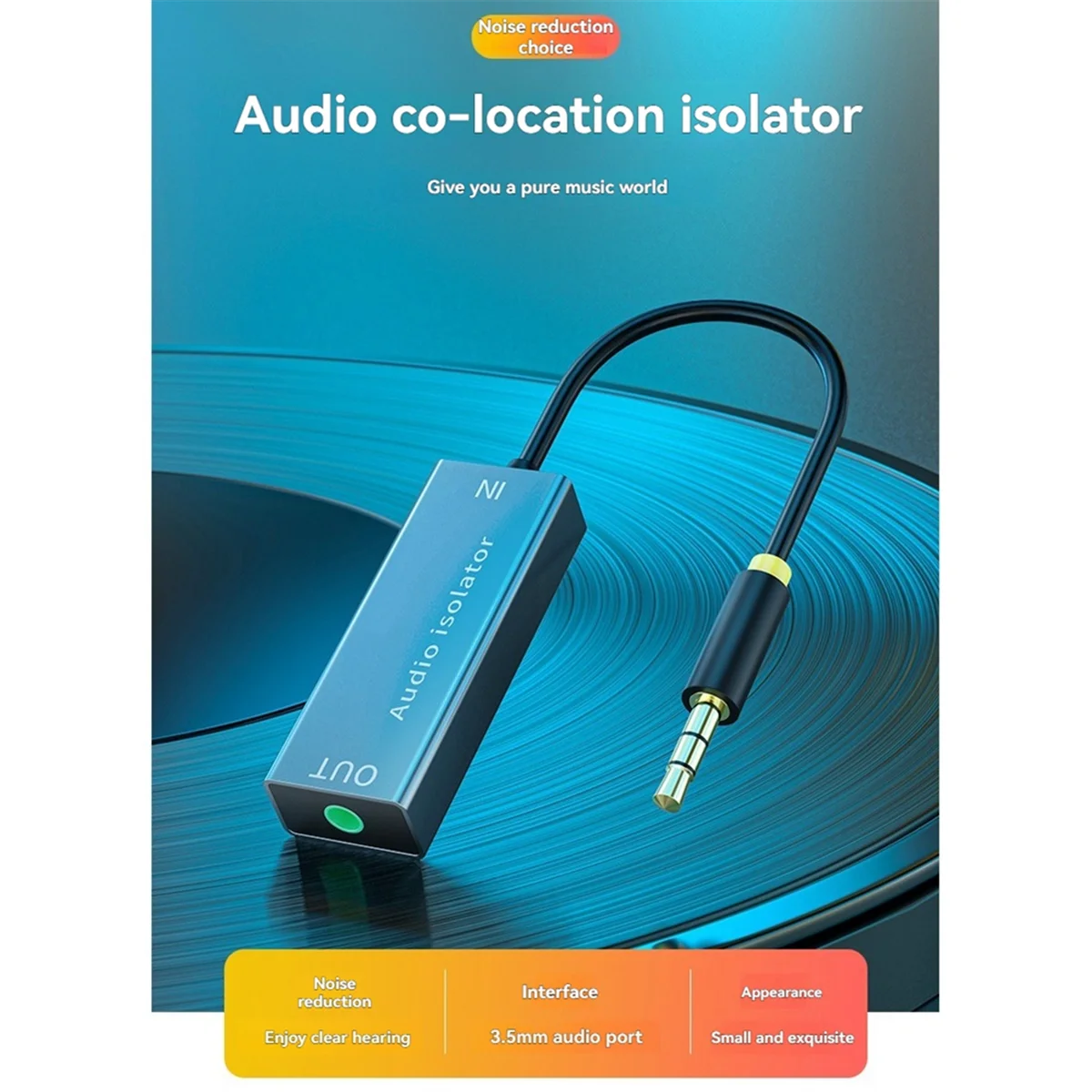 AA87C 3.5mm isolateur Audio haut-parleur ligne isolateur pour système Audio stéréo de voiture réducteur de bruit filtre boucle de terre isolateur de bruit