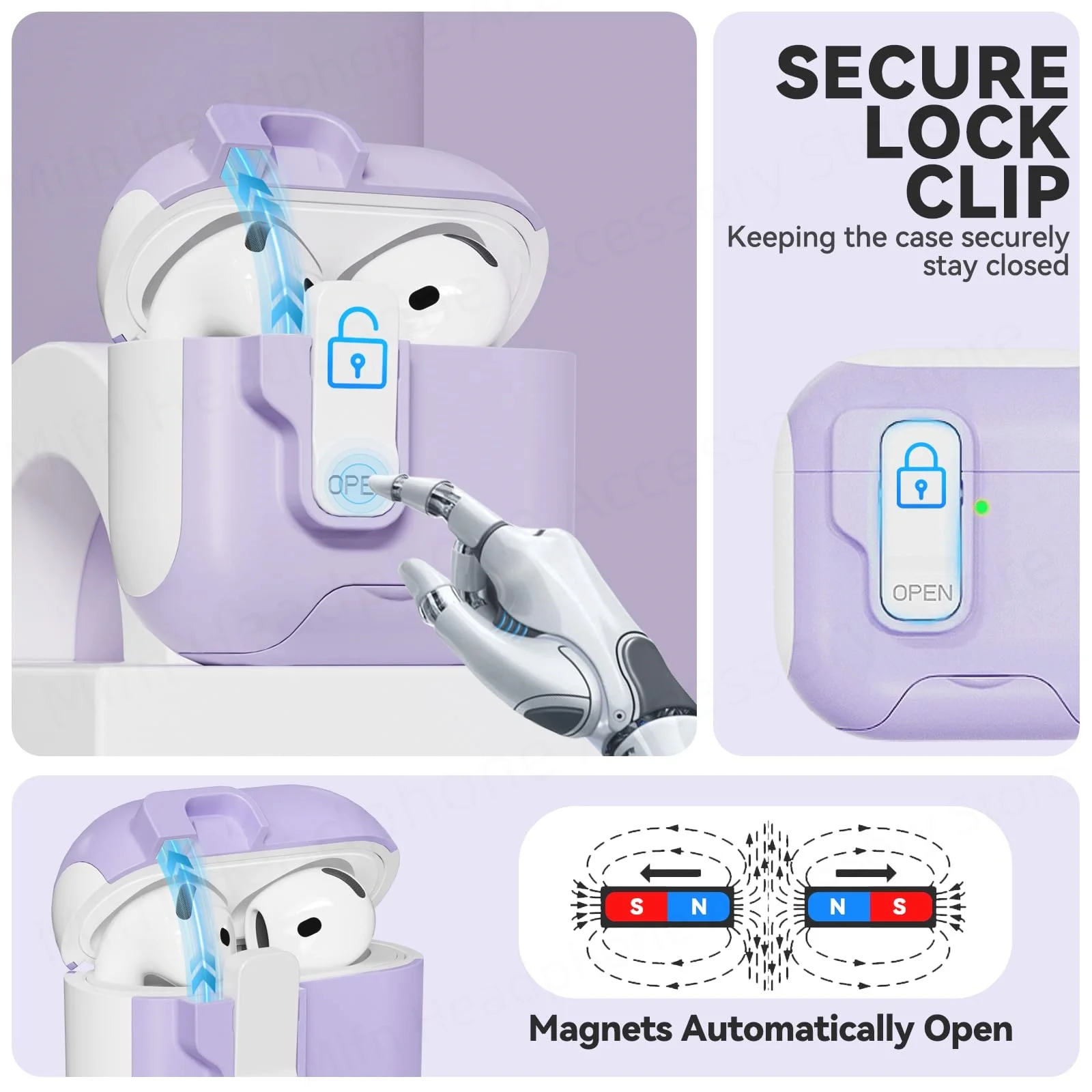 Nueva funda magnética automática para auriculares diseñada para AirPods Pro de segunda generación 2022/2023 (cable de aclaramiento) con cordón