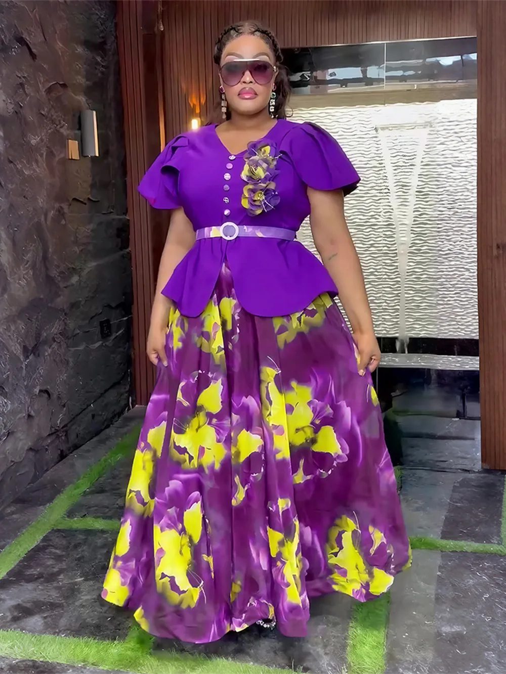 

Elegant African Dresses For Women 2025 New Summer Fashion Print Wedding Party Midi Dress Plus Size Evening Gown Ladies Clothing