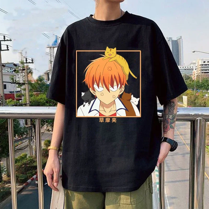 Camiseta con estampado de frutas de Anime para mujer, camiseta de Manga corta, camiseta informal con personalidad de calle, moda de verano