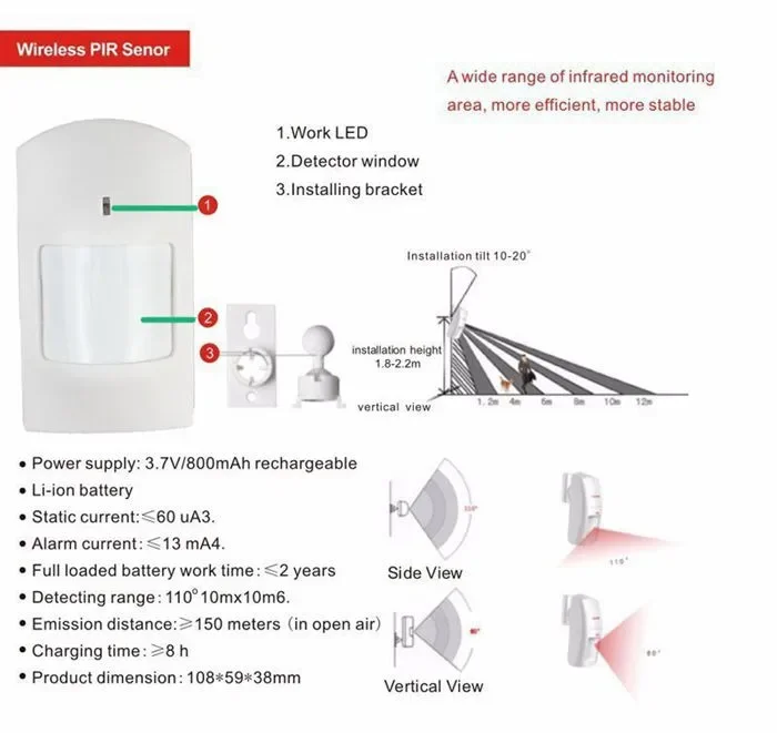 7-calowy kolorowy ekran dotykowy domowy bezprzewodowy monitorowany system alarmowy automatyczna wybieranie alarmu antywłamaniowego GSM/PSTN