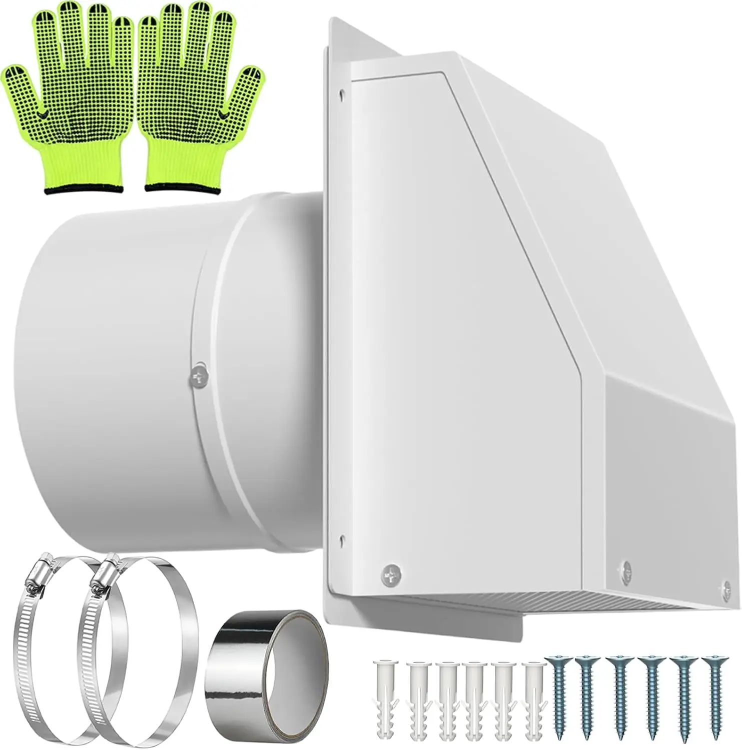 

10 Inch Stainless Steel Wall Vent with Screen and Damper for Kitchen Range Hood HVAC Duct Dryer Ventilation