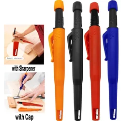 Solid Carpenter Mechanical Pencil With Pen Cap with Sharpener Woodworking Construction Pencil School Office Supplies Stationery