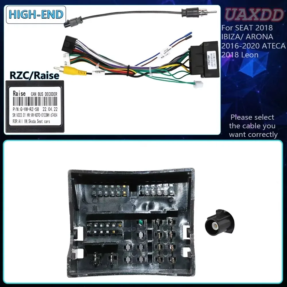For SEAT 2 Din CD Car Cable Harness Decoder Canbus Box 2009-2013 Ibiza 2018 ARONA 2018 ATECA 2004-2015 ALTEA 2005-2012 2018 Leon