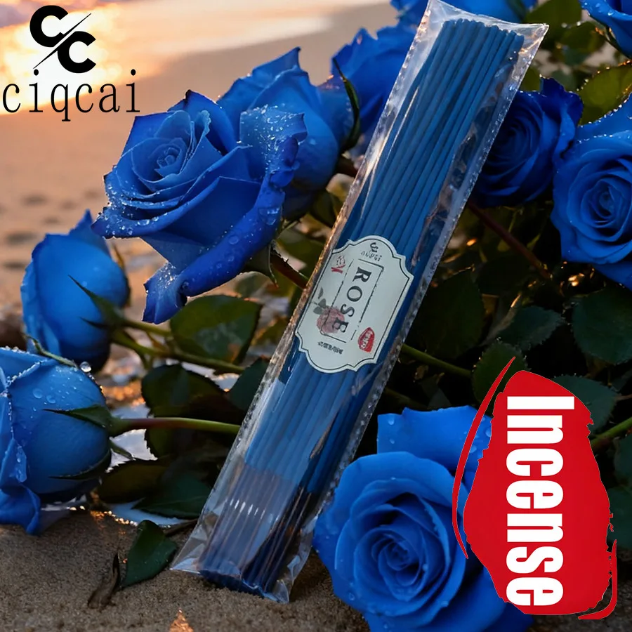 Blue Rose Flavored Pure Handmade Thick Incense Sticks, 25.5cm Extended Version of High-Grade Bamboo Stick Incense, Made Entirely from Natural Blue Rose Incense Powder, with a Rich Aroma, Long-Lasting Burning Time, Purifies the Air Environment, Repels Mosquitoes and Eliminates Odors, Enhances the Quality of Life, Suitable for Yoga, Home Use, Entertaining Guests, Meditation, Etc