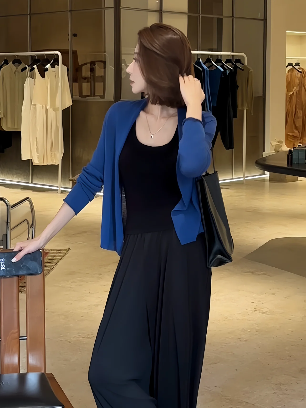 

Легкий вязаный кардиган с открытым передом, простой летний универсальный топ для женщин