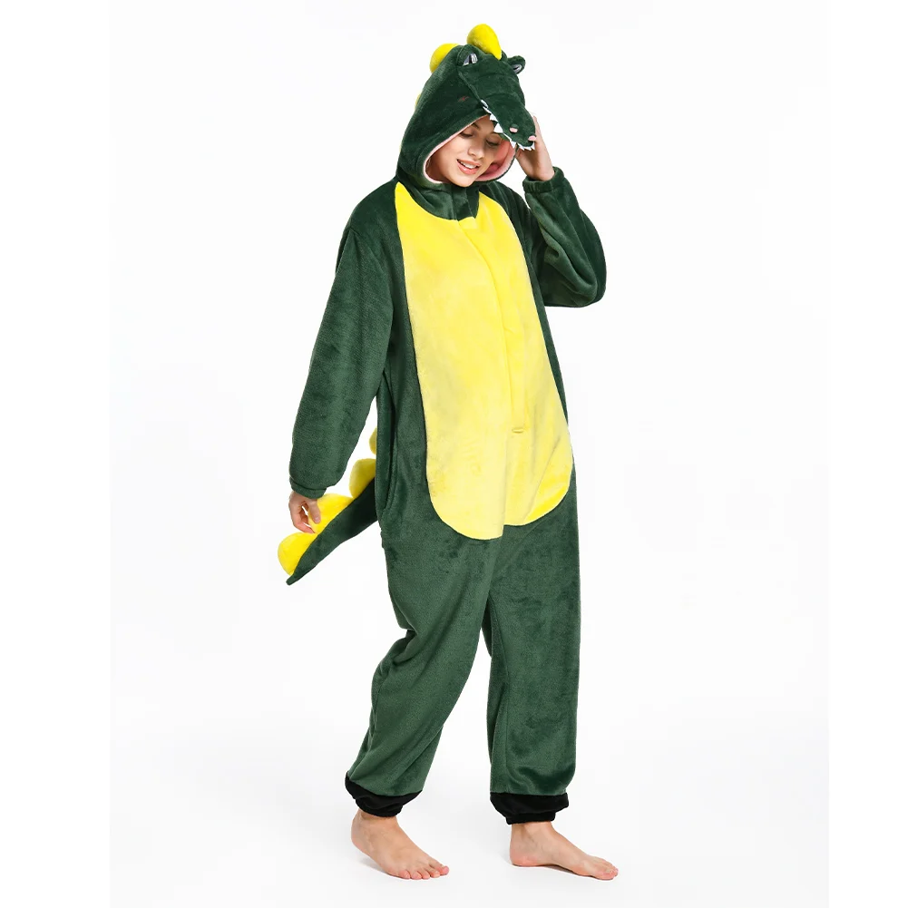 Adult Cartoon Crocodile Pajamas Reindeer Christmas Cosplay Flannel Sleepwear Jumpsuit Costume Halloween Carnival Party Suit