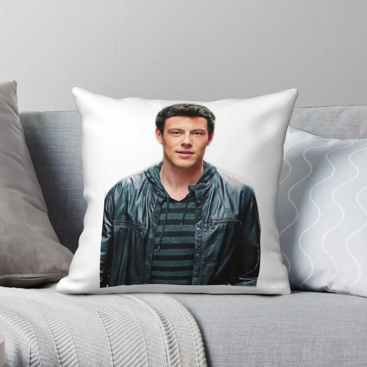 Finn Hudson Glee Square Pillowcase Polyester Linen Velvet Pattern Zip Decor Throw Pillow Case Home Cushion Cover