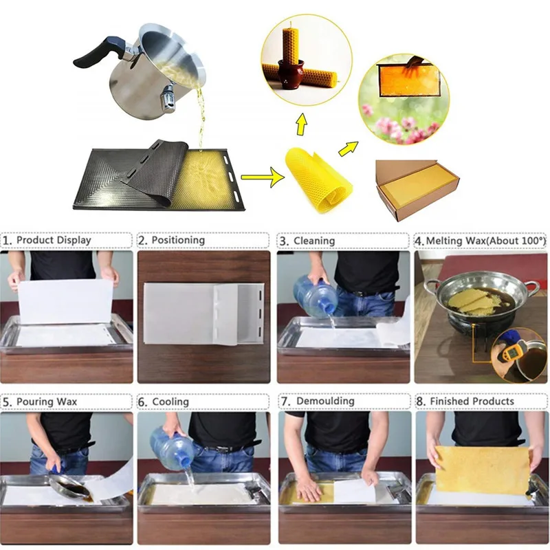 Beeswax Press Sheet Mold Soft PVC Honeycomb Base Foundation Mould Beehive Shovel Beekeeping Beeware Beeswax Candle Making Tools