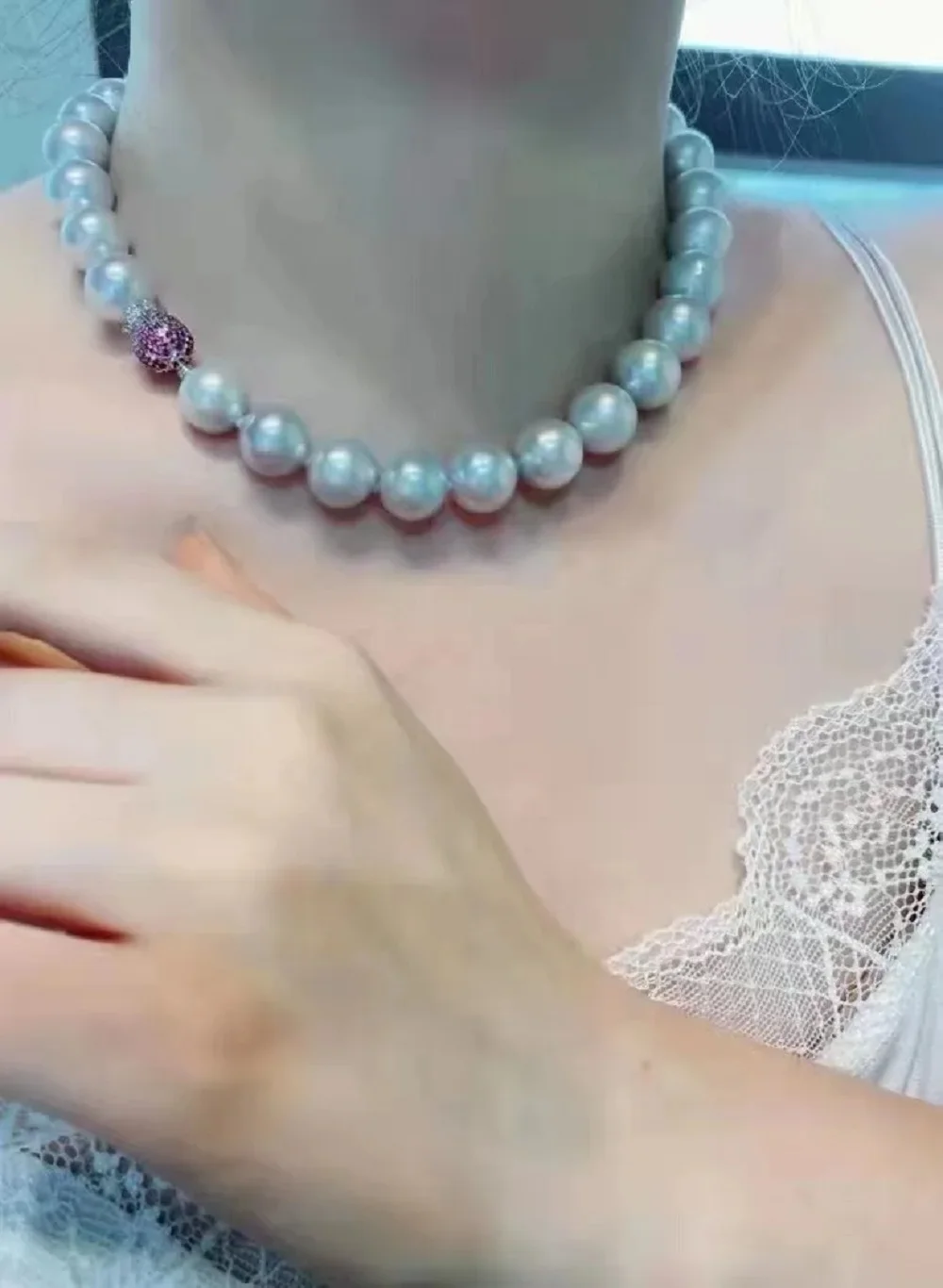 

Новое ожерелье AAAA12-13 мм, натуральное круглое ожерелье-цепочка с японским жемчугом, 16 дюймов/18 дюймов/925 с розой, однорядная пряжка