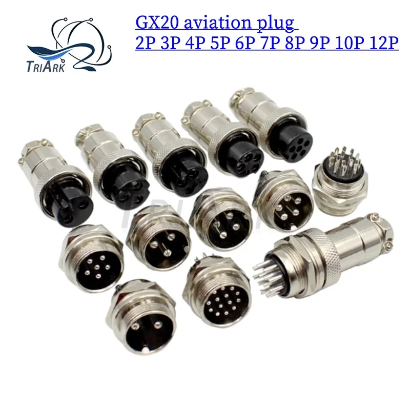 

1PCS aviation plug GX20-2P 3P 4P 5P 6P 7P 8P 9P 10P 12P Pin Male Female Lc Cable Aviator Aviation Circular Connector Plug Socket