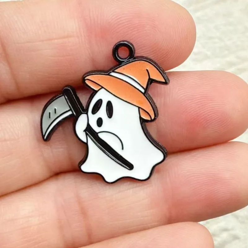 10pcs Cute Ghost Enamel Charms Brooch Halloween Spoof Pendants For Making DIY Cosplay Accessories 3