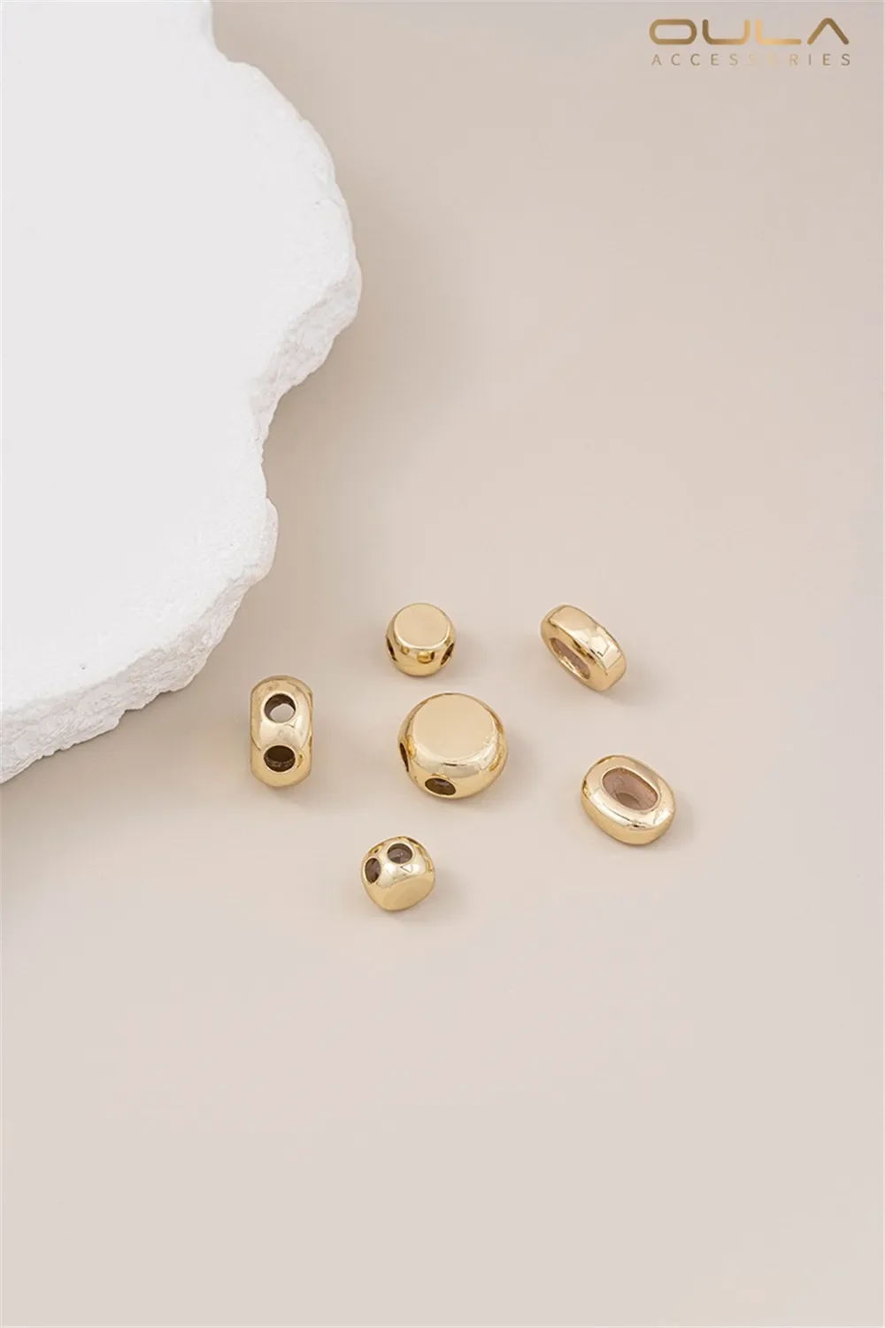 

14K Bag Gold Double Hole Rubber Stopper Positioning Adjustment Bead Round Silicone Bead DIY Chain Bracelet Necklace Accessories
