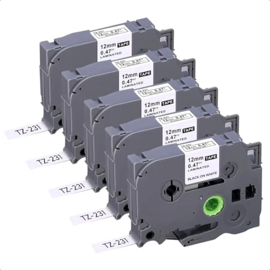 

TZE231 Compatible Label Tape Replacement for Brother TZe231 TZ231 Laminated P Touch Label Maker Tape Black on White for PTD200