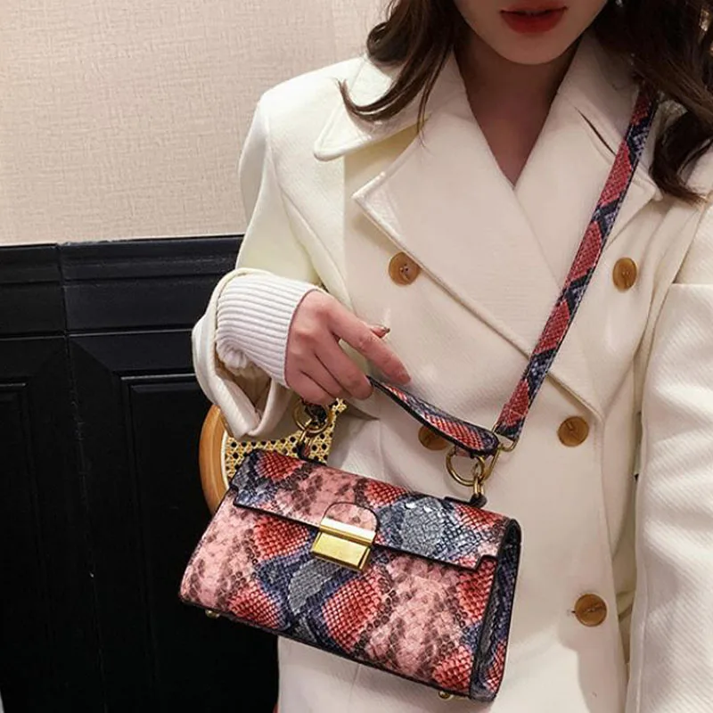 Snakeskin Pattern Luxury Woman Bag 2023 Women Brand Pu Leather Square Messenger Brand Female Totes Crossbody Shoulder Bags