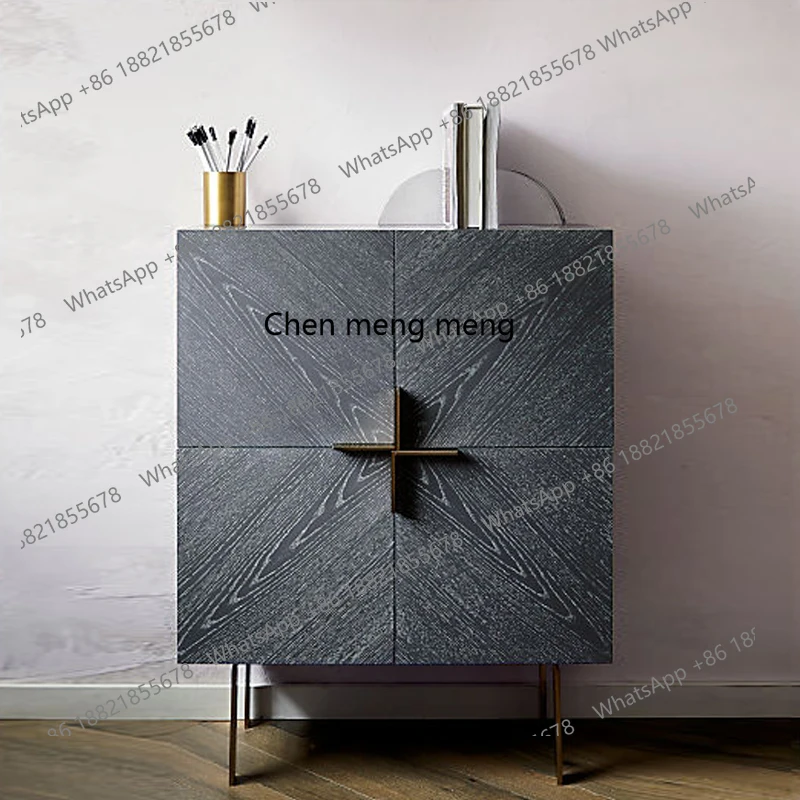 

Light luxury dining side cabinet solid wood, simple decoration, storage, shoe cabinet foyer, entrance cabinet