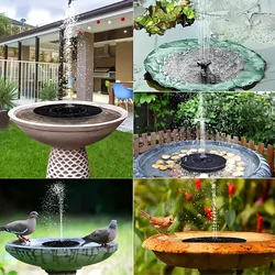 2.5W Solar Bird Bath Fountain Pump Solar Fountain Pump for Bird Bath with 6 Nozzles Pool Fish Tank 2 Pack