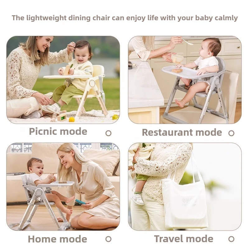 Djustable Baby High Chair - Convertible Toddler Dining Seat with Foldable Design, Portable Growth Chair for Home & Travel