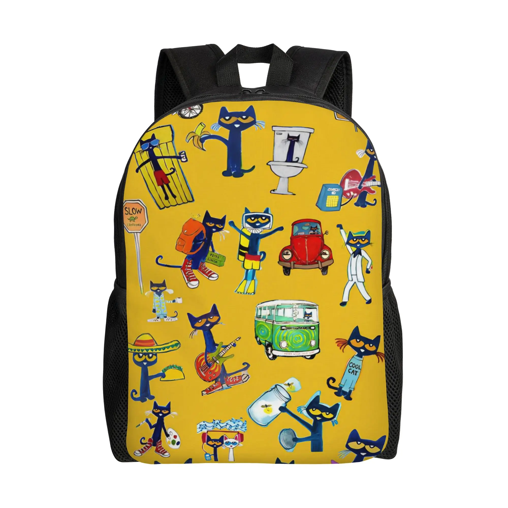 Pete the Cat  Teenage Backpack Durable High School Work Kitten Daypack for Men Women Laptop Computer Canvas Bags