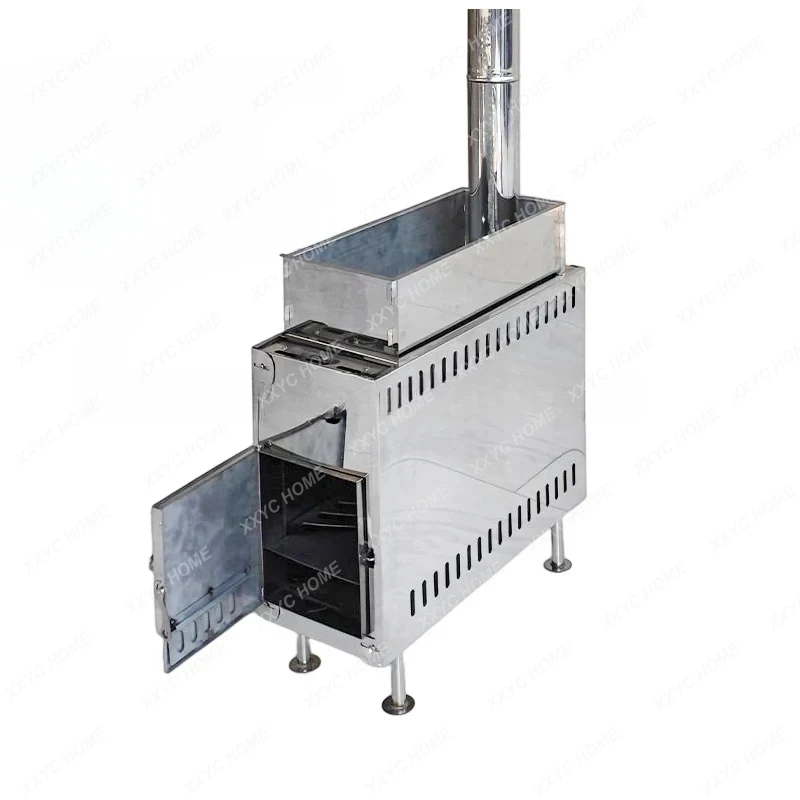 

Новый дизайн, портативная деревянная плита из нержавеющей стали, плитка с длинной дымовой установкой для открытого пикника, подледной рыбалки