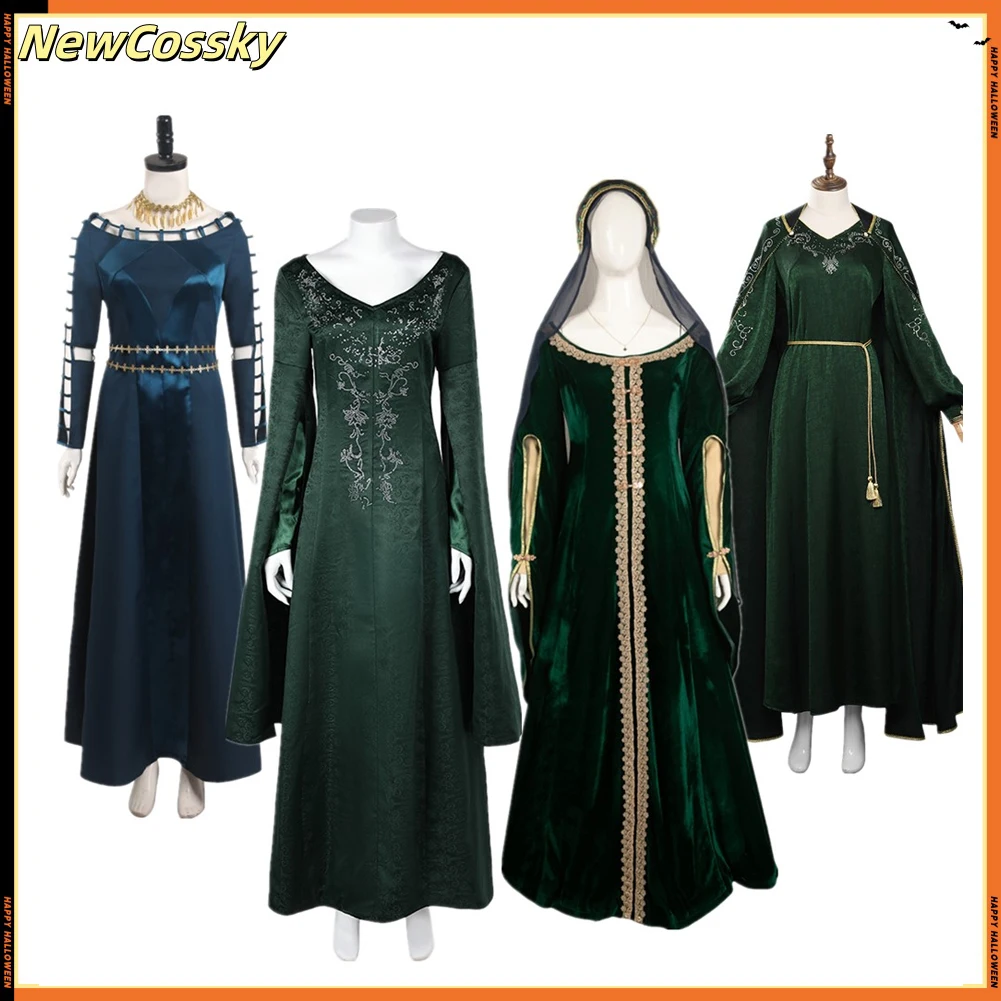 Alicent Princess Cosplay Costume Fantasy Dark Green Dress TV Dragon 2 Cosplay House Halloween Disguise Women Outfit Suit