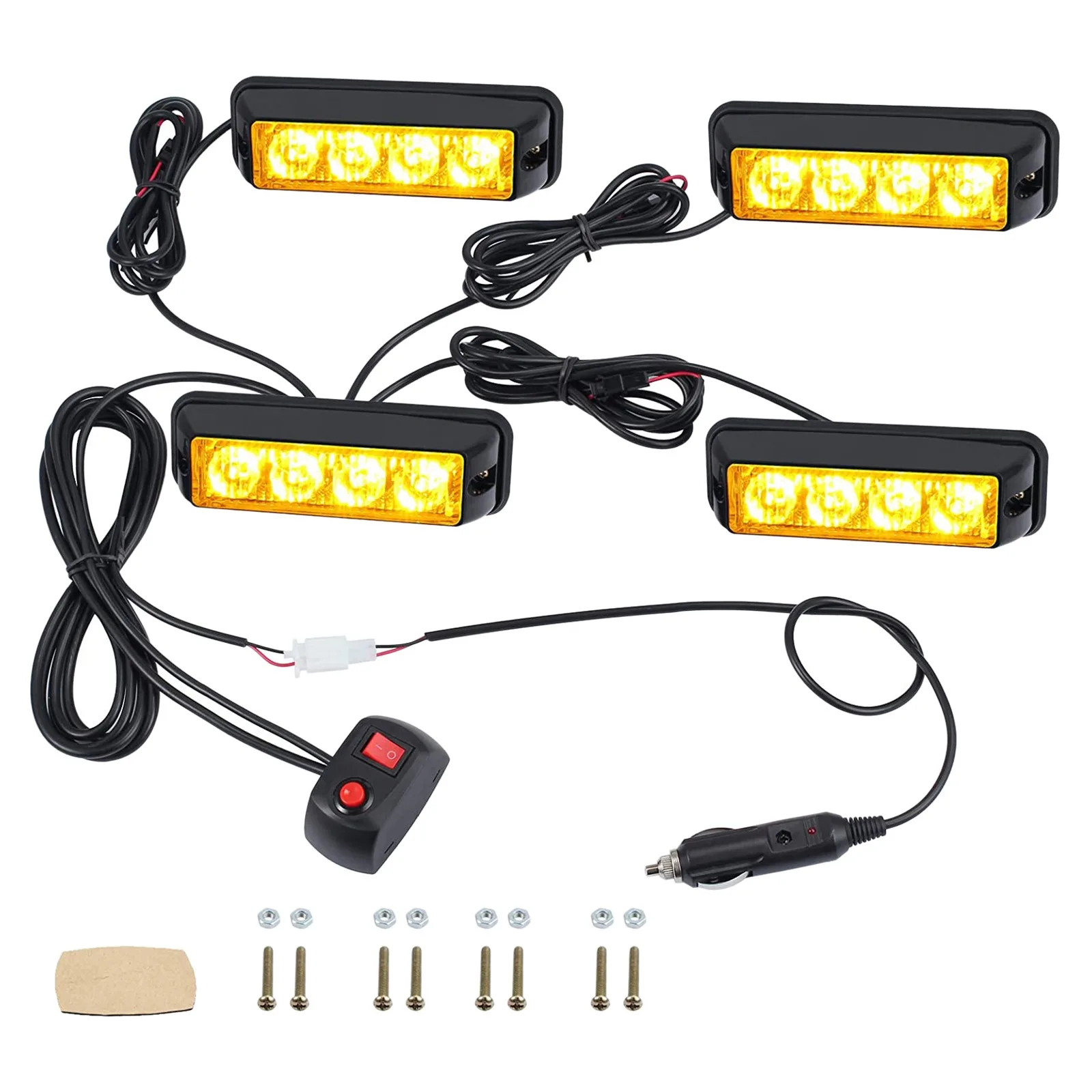 4 X 4 Truck LED Front Flasher, 18 Flashing Modes IP65 Emergency Side Warning Lights for 12/24V Tractor, Lorry, Forklift