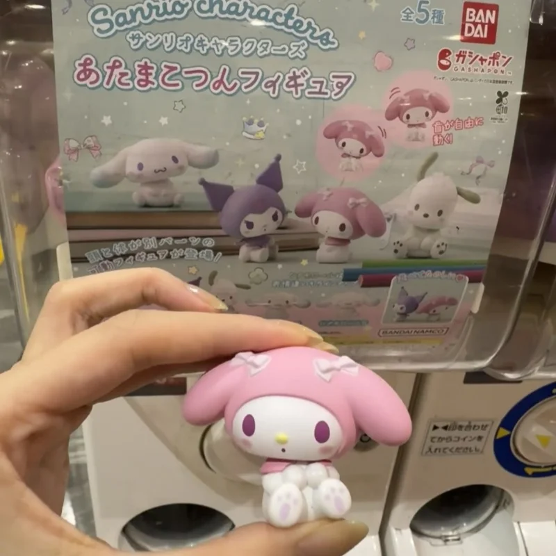 Genuine Bandai Gashapon Sanrio Characters Kuromi Melody Cinnamoroll Shaking Head Style Toy Kids Gift Collectible Model Ornaments