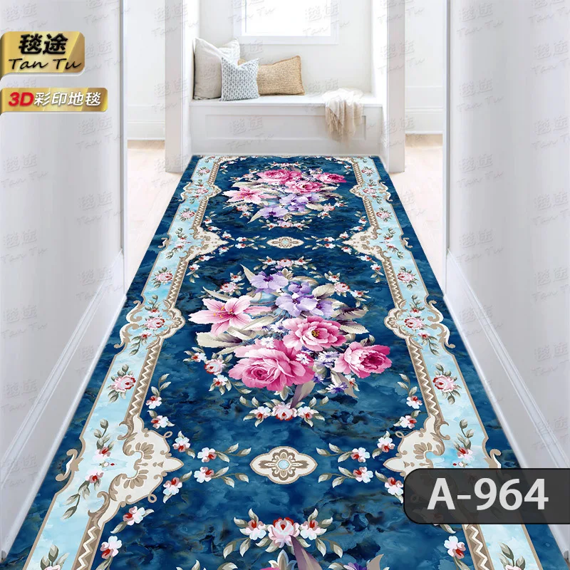 

European Luxury Hall Corridor Carpet Non-slip Washable Runner Stairway Rug Outdoors Aisle The Long Corridor Mat Customizable