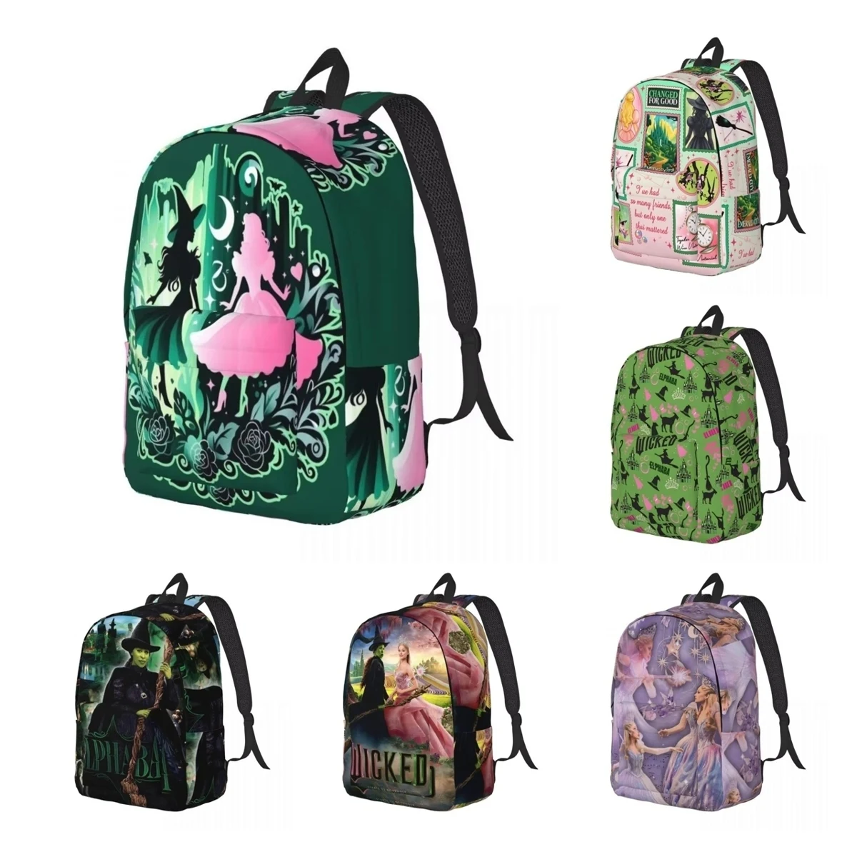 Wicked Elphaba & Glinda Backpack for Kindergarten Primary School Student Movie Book Bags Boy Girl Kids Daypack Lightweight